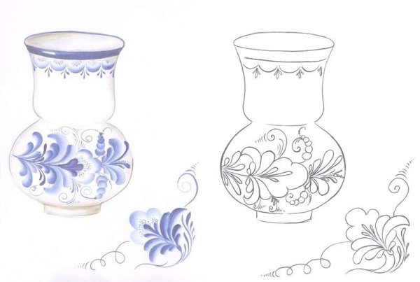 Гжель посуда раскраска для детей