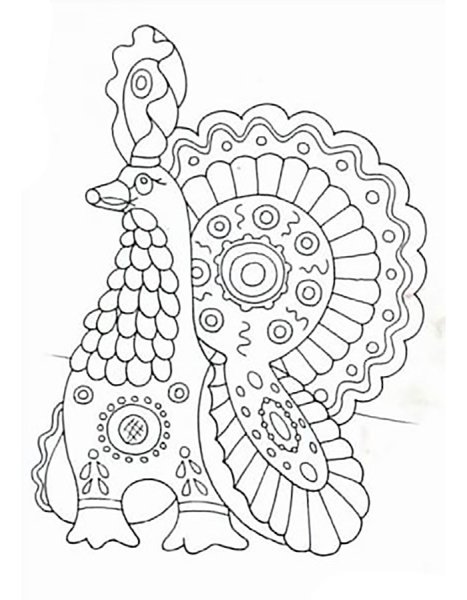 Дымковская игрушка индюк раскраска