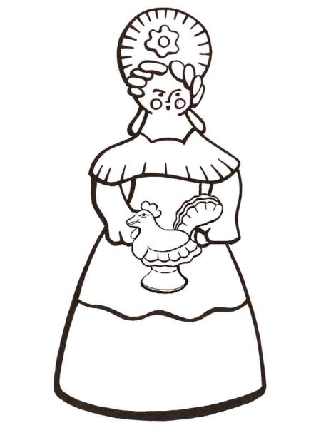 Дымковская игрушка Барыня раскраска для детей