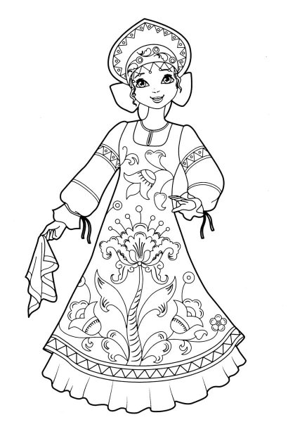 Русская красавица раскраска