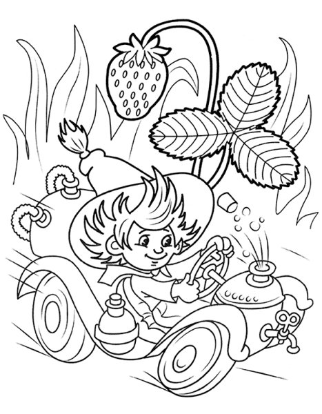 Незнайка и его друзья в Солнечном городе раскраска