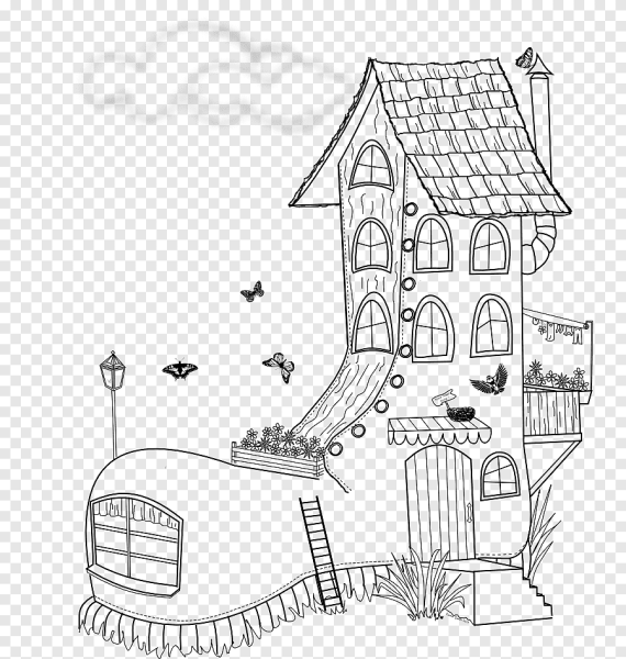 Раскраска Волшебный домик