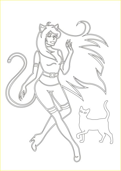 Раскраска женщина кошка