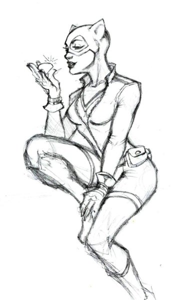 Женщина кошка карандашом