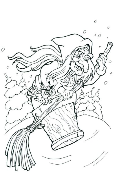 Раскраска баба Яга для детей