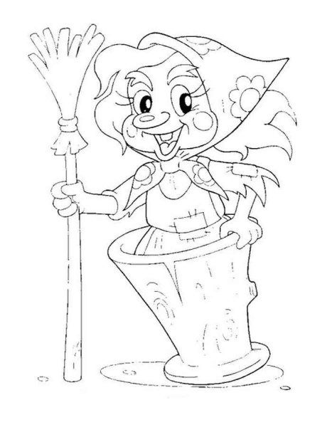 Раскраска баба Яга для детей