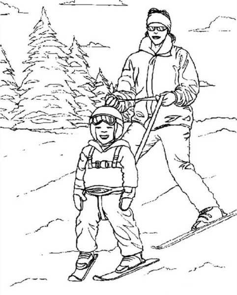 Раскраска спортивная семья