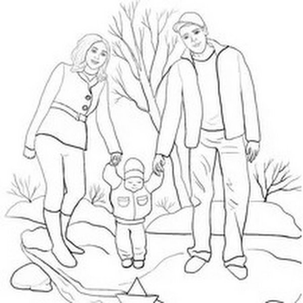 Раскраска спортивная семья