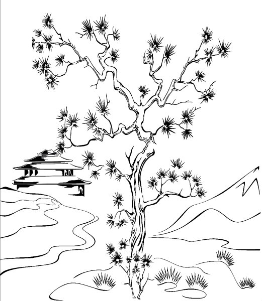 Раскраска Сакура дерево