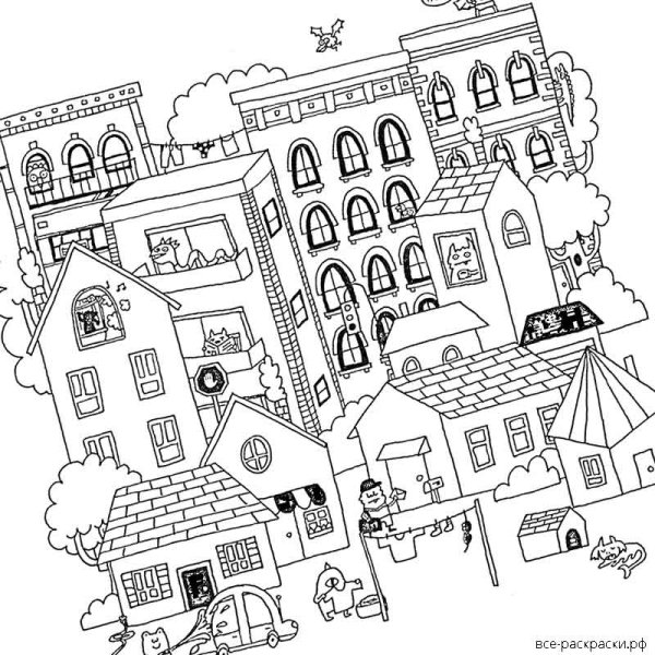 Раскраска сказочный городок