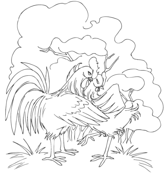 Петух раскраска