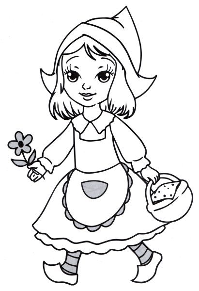 Раскраска к сказке красная шапочка Шарль Перро