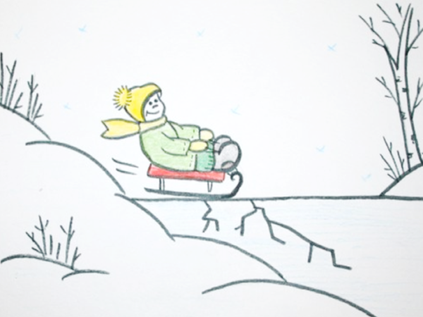 Иллюстрации человек на тонком льду