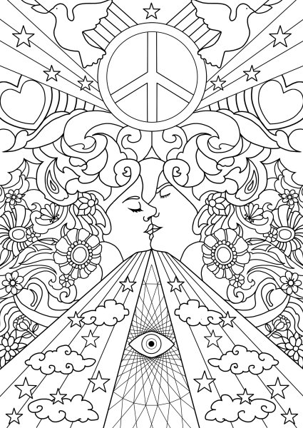 Арт раскраска узоры в стиле хиппи