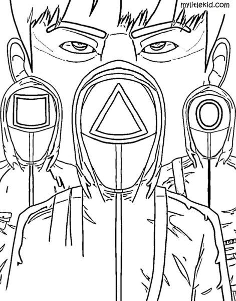 Раскраска игра в кальмара охранник