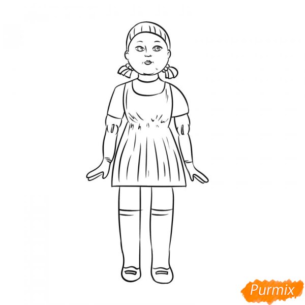 Как нарисовать куклу из игры в кальмара
