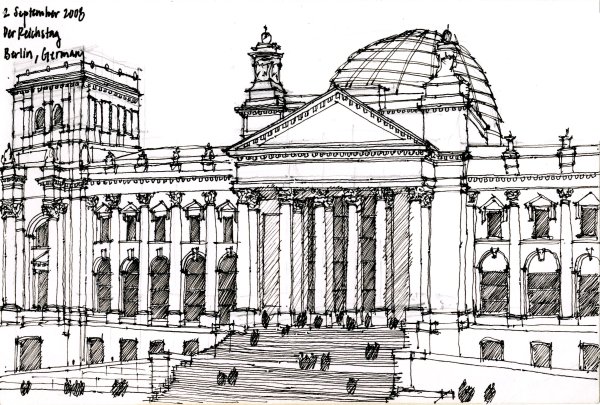 Германия Берлин здание Рейхстага чертеж