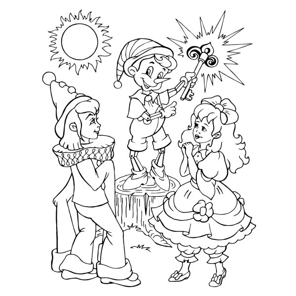 Буратино. Раскраска.