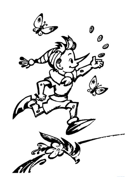 Раскраска герои сказки золотой ключик