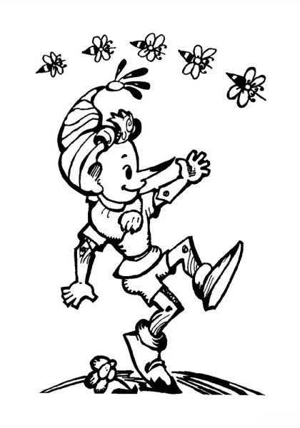 Буратино раскраска для детей