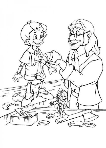 Буратино раскраска для детей
