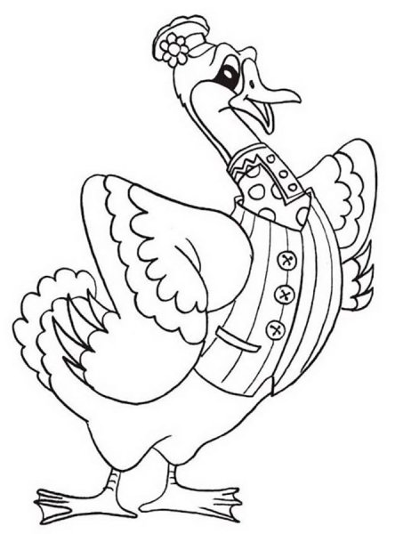 Гусь и гусята раскраска для детей