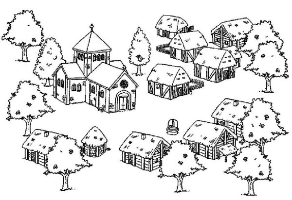Раскраска домик на природе