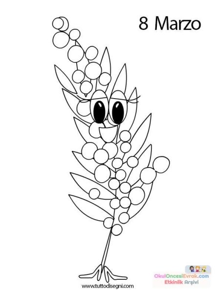 Ветка мимозы ватными палочками