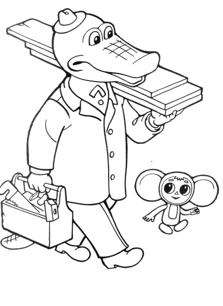 Раскраски Чебурашка и крокодил Гена