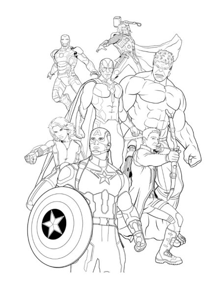 Раскраска герои Марвел Капитан Америка