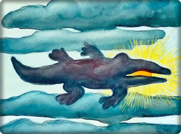 Крокодил и солнце раскраска