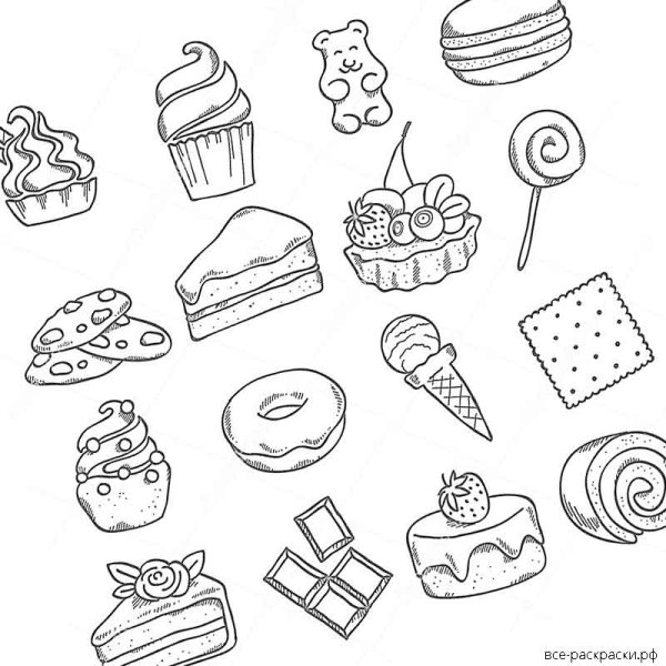 Раскраски маленькие еда