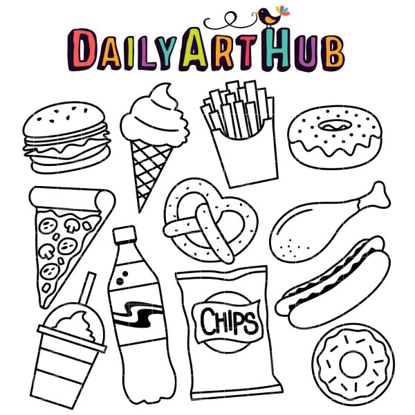 Вредная еда раскраска