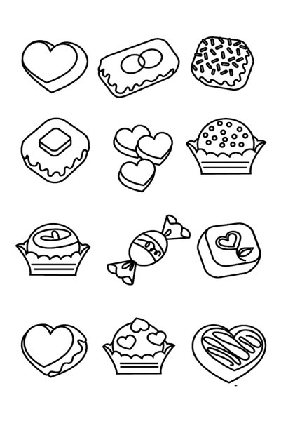 Наклейки еда черно белые