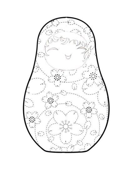 Поэтапное рисование матрешки