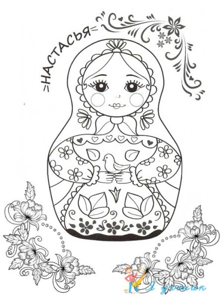 Заготовка матрешки для рисования