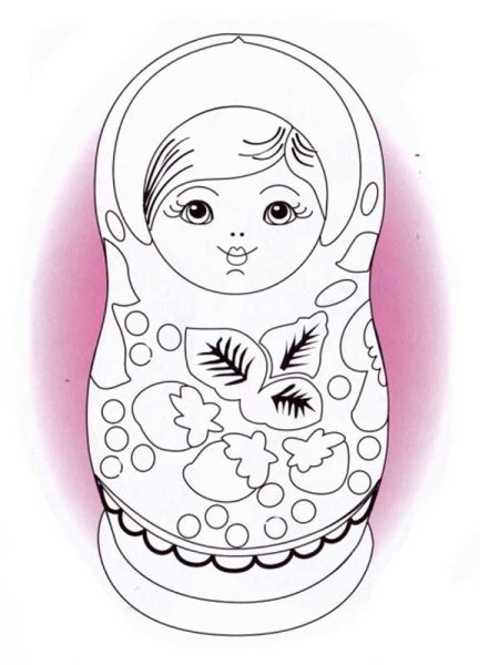 Раскраска матрёшка для детей без узоров