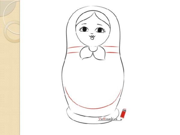 Контур матрешки для рисования