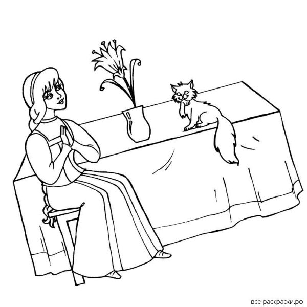 Раскраска к сказке Аленький цветочек