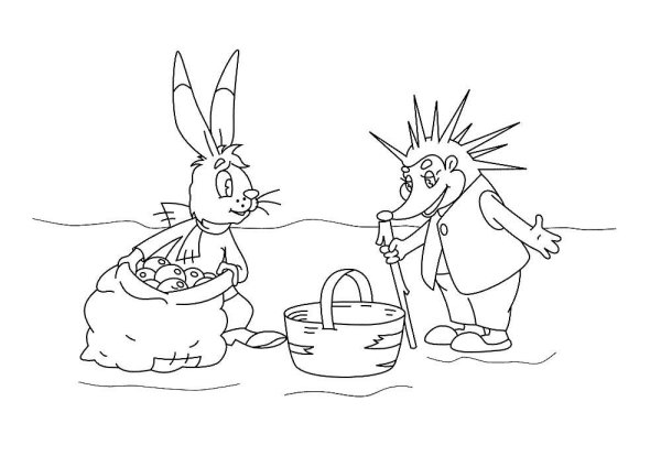 Раскраска к сказке мешок яблок Сутеева