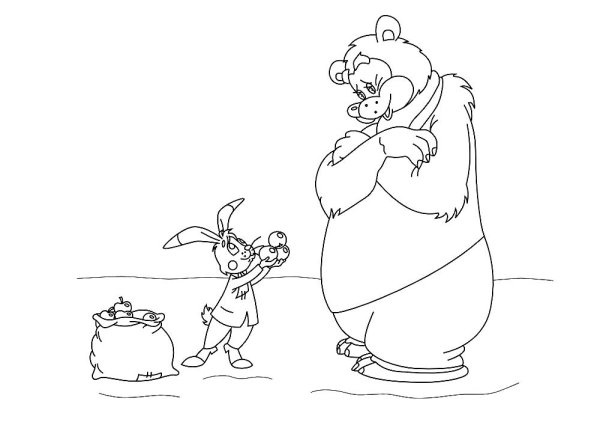 Раскраски по сказкам Сутеева мешок яблок