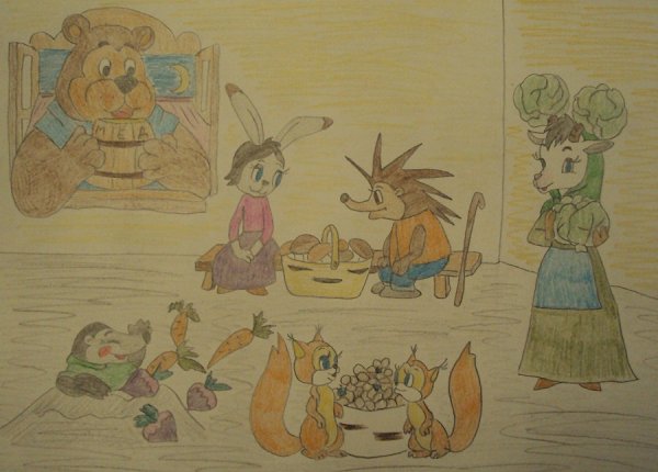 Коза и семеро козлят раскраска для детей