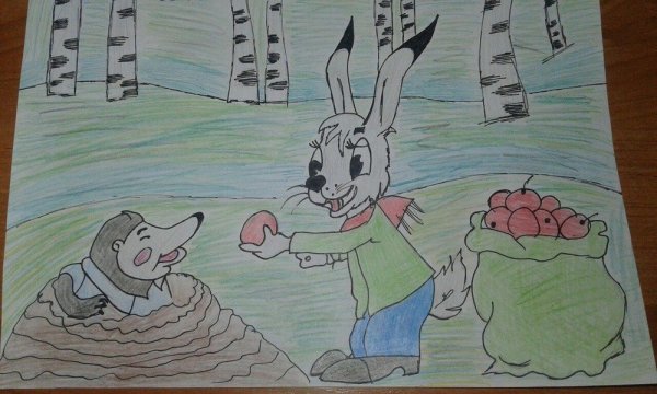 Раскраски по сказкам Сутеева мешок яблок