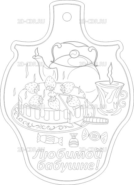 Трафарет разделочной доски для росписи