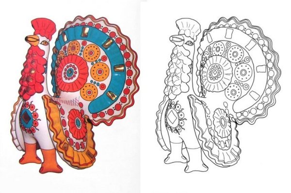 Шаблон дымковской игрушки для росписи индюк