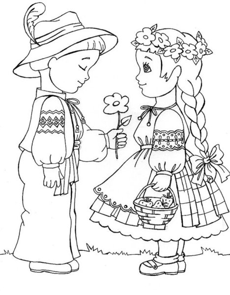 Осенний пейзаж раскраска