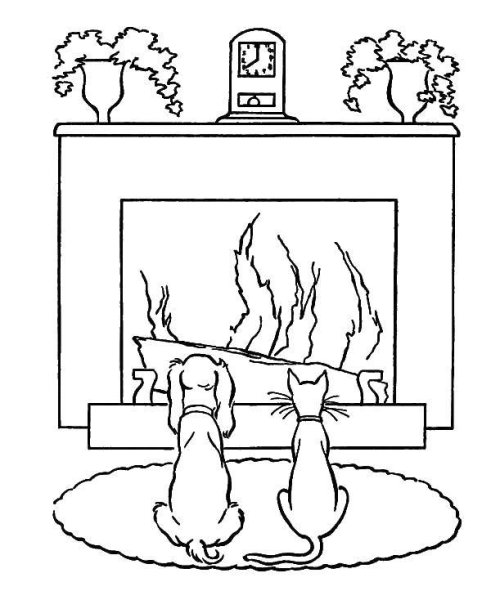 Камин раскраска для детей