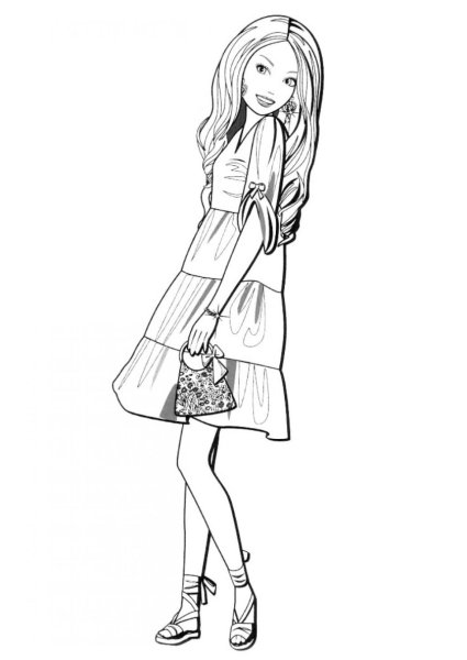 Раскраска Барби модница