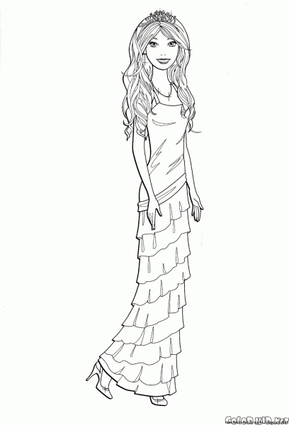 Девушка в платье раскраска