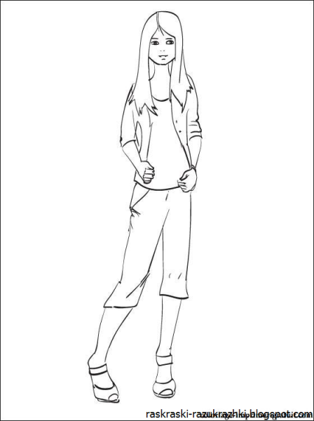 Раскраски для девочек куклы Барби в платьях